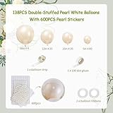 134PCS Pearl White Double-Stuffed Balloons Garland Arch Kit With 600PCS Pearl Stickers,18/12/10/5 inch Different Size Pearl Ivory Balloons for Wedding Bridal Shower Engagement Decorations