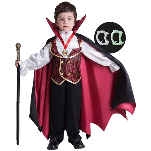 Spooktacular Creations Halloween Gothic Vampire Costume Deluxe Set for Boys, Kids Halloween Party Favors, Dress Up,Role Play and Cosplay-S(5-7yr)