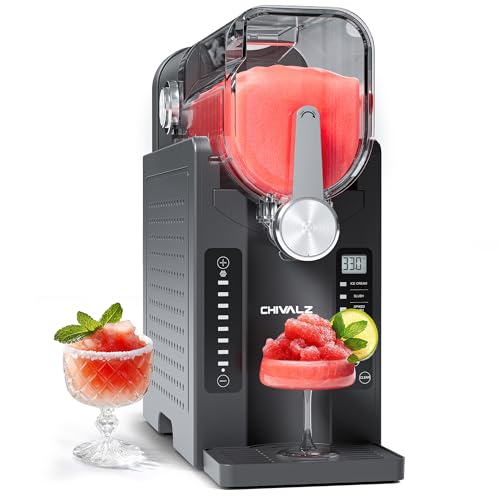 Slushie Machine No Ice Needed, Slushy Machine for Home, CHIVALZ Frozen Drink Maker with 6 Preset Programs for Margaritas, Frappés, Milk Shake and More, LED Display, Self-Cleaning, AD03, Black