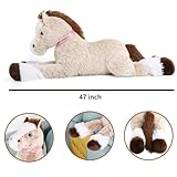 Tezituor Giant Stuffed Animal, 4ft Large Brown Pony Plush Toy, 47 inch Horse Plush Pillow Gift for Boys Girls