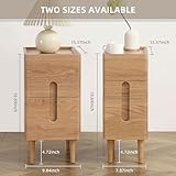 Fetuero Solid Wood Bedside Table Nightstands, Slim Narrow Oak Real Wooden Mid-Century Modern End Table with Drawers Luxury Side Table Durable Cabinet Organizer Furniture, Natural Color 9.84in Wide