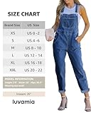 luvamia Flexclusive Women's Casual Adjustable Denim Bib Overalls Jeans Pants Fashion Loose Jumpsuits Overalls for Women Classic Blue Size Medium