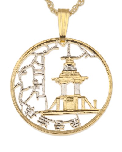 Korean Coin Pendant & Necklace, Korea 10 Won Hand Cut