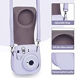 Phetium Instant mini 12 Camera Protective Case Compatible with Instax Mini 12 11,PU Leather Bag with Pocket and Adjustable Shoulder Strap (Lilac Purple)