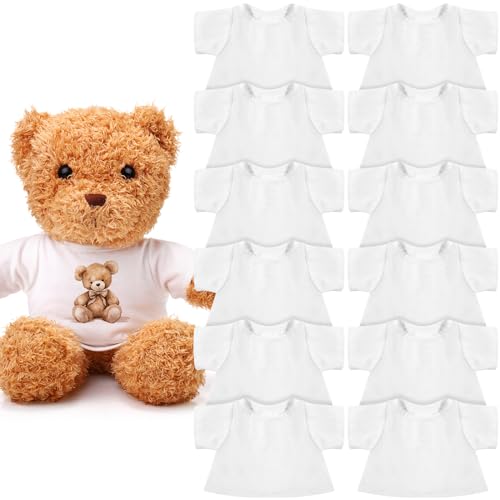 Litherr S 12 PCS Stuffed Bear Clothes Shirt Stuffed Animal Clothes Plush Doll Tshirts Classic Plush Bear Shirts Fit 8-12 Inches Stuffed Bear Dolls