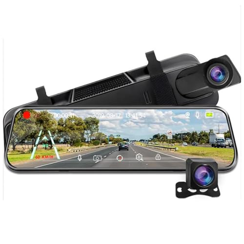 10'' Mirror Dash Cam for Seat Ibiza 2008 2009 2010 2011 2012 2013 2014 2015 2016 2017, Night Vision 2K+1080P 32G Full Touch Screen Loop Recording 170°Wide Angle Parking Assistance