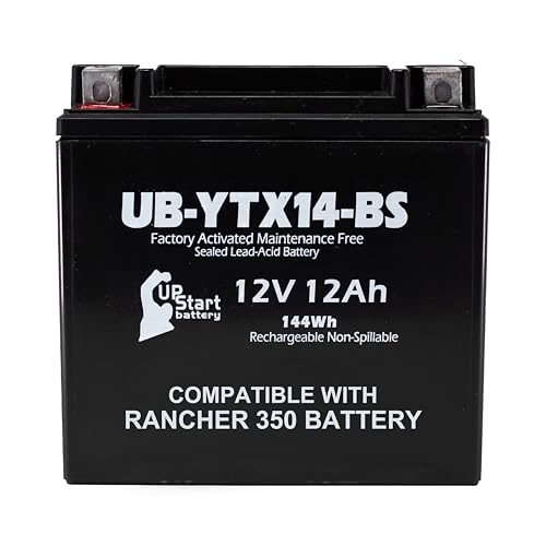 YTX14-BS Replacement For Honda Rancher 350 Battery 2001 - Compatible With Honda Fourtrax 350 Battery-2006 TRX350 FE, FM TE TM, 1986-1989 D Fourtrax 4x4 ATV Quad - 12V 12AH