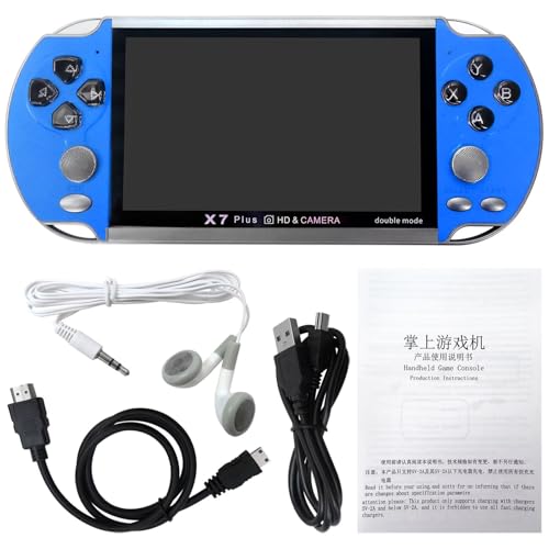 Upgraded New 128Bit X7 Plus Handheld Game Console, 5.1 Inch Portable Retro Game Console 8G Built-in 10,000 Games, Classic Game Console Game boy Birthday Gifts Presents (Blue)
