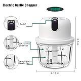 350ML Electric Garlic Chopper, Portable Veggie Chopper,Garlic Grinder Masher Onion Chopper, Blender to Vegetable, Cordless Food Processor for Ginger, Chili, Fruit, Meat, Spices, Beans, etc