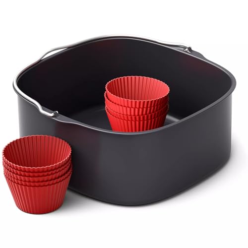 Philips Airfryer Accessory Baking Kit XXL, Non-Stick Coating Tray, With 9 Silicone Muffin Cups, Dishwasher Safe, Recipe app, Black (HD9957/00)