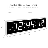 Ivation Huge 72" Inch Large Big Oversized Digital LED Clock with Stopwatch, Alarms, Countdown Timer & Temp - Shelf or Wall Mount (White) | 6-Level Brightness, Mounting Holes & Hardware