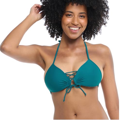 Body Glove Women's Standard Smoothies Baby Love Solid Molded Cup Push Up Triangle Bikini Top Swimsuit, Kingfisher, Medium