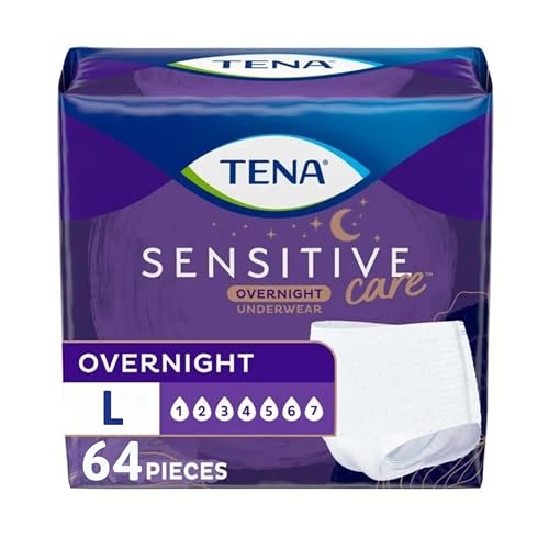 Tena Sensitive Care Overnight Incontinence Underwear for Women Large, 64 Count (New Sizing)