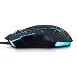 FIRSTBLOOD ONLY GAME. AJ52 Watcher RGB Gaming Mouse, Programmable 7 Buttons, Ergonomic LED Backlit USB Gamer Mice Computer Laptop PC, for Windows Mac OS Linux, Star Black