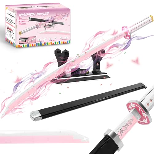 Demon Slayer Swords Building Sets for Girl 8-14, 39in Tsuyuri Kanao Sword Building Block with Scabbard and Stand, Anime Sword Building Toy Demon Slayer Gift Katana, 788 Pcs