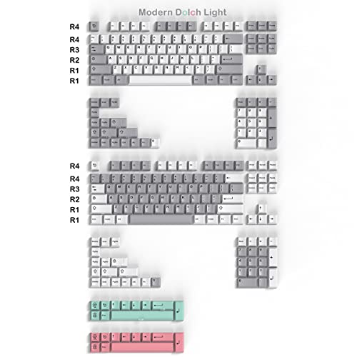 264 Keys Modern Dolch Light Keycaps Set Doubleshot Cherry Profile Custom White Grey Keyboard Keycaps for Cherry MX Gateron Mechanical Keyboards