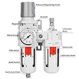 NANPU 3/8" NPT Compressed Air Filter Regulator Lubricator Combo, Water/Oil Trap Separator - Gauge(0-150 psi), Poly Bowl, Semi-Auto Drain, Bracket