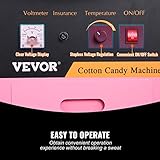 VEVOR Electric Cotton Candy Machine, 1000W Commercial Floss Maker w/Stainless Steel Bowl, Sugar Scoop and Drawer, Perfect for Home, Carnival, Kids Birthday, Family Party, Pink