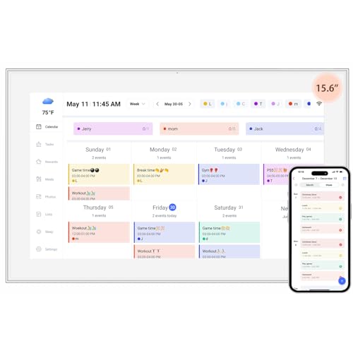 15.6 inch Digital Calendar Touchscreen, Wall Planner, IPS FHD 1920x1080,Smart Family Schedules, Chore Chart, Wall Organizer for Multi-Child Homes, Busy Families, Elderly