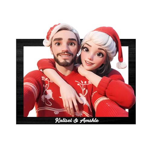 Qygtritvo Personalized Cartoon Style 3D Photo Wooden Sign, Cusotm Character Family Animation Style Caricature Photo Frame, Customizable Family Photo Christmas Gifts Indoor Home Decoration (Style 1)