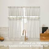 Kitchen Curtains Sets for Windows,18 Inch Farmhouse Boho Short Curtain 2 Pack