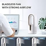 KONSIDEN Desk Fan Bladeless, 11.8 Inch Office Fan Small, Quiet, 3 Speed Adjustment, Touch Control, Easy to Clean, Desk Fans Small Quiet, Ideal for Office, Living Room, Bedroom