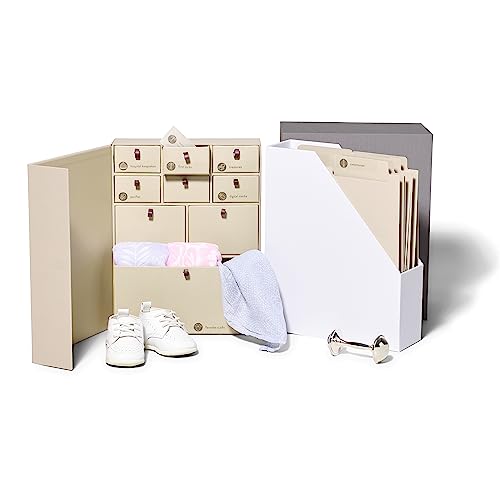 Savor | The Original Deluxe Baby Keepsake Box | Fabric Bound Acid-Free Gender-Neutral Minimalist Newborn Memory Organizer with Labels | for Pregnancy, Mother’s Day, Baby Shower