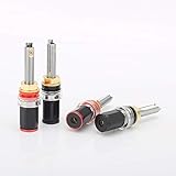 Audiocrast 4X HiFi Speaker Binding Post Connectors Rhodium-Plated Audiophile Banana Plug Socket Jack 4MM Amplifier Speaker Terminals M8 Threaded Hi-end Audio Video Cable Plugs - Long