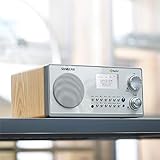 Sangean HDR-18 HD Radio/FM-Stereo/AM Wooden Cabinet Table Top Radio Silver