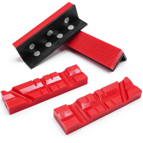 S&F STEAD & FAST Soft Jaws for Bench Vise 4.5 inch, 2 pairs, Strongly Magnetic Vise Jaw Pads, TPU, Multi-Groove and Textured Inserts, for Clamping Woodworking Metal Plastics