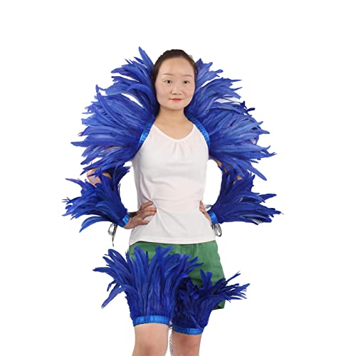 QI@XIA Feather Shawl 1 Pair of Wrist Cuffs and Leg Cuff for Women Witch Halloween Mardi Gras Cape Costumes Accessories (Sapphire Blue)