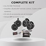 NOAM NUTV4 Quad - 4 Channels Marine Bluetooth ATV/Golf Cart/UTV Tower Speakers Stereo System