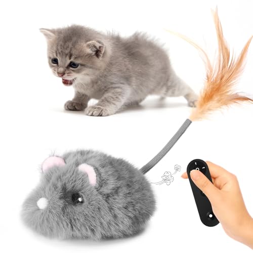 Pawingcat Remote Control Cat Toy Rechargeable Cat Mouse Toy Automatic Interactive Cat Toys for Indoor Cats Toy with 3-Speed Adjustment and 4 Directions