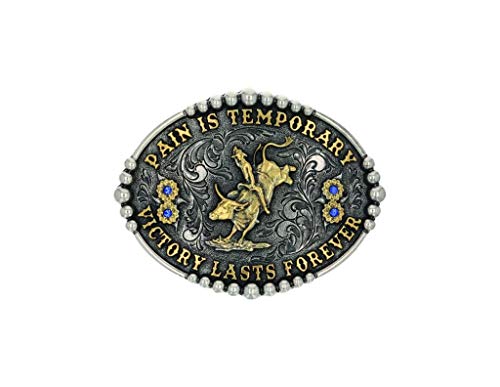 Montana Silversmiths Bull Riding Pain Is Temporary Oval Western Attitude Belt Buckle