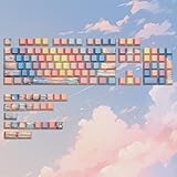 dagaladoo PBT keycaps 60 75 Percent,Shine Through Custom Key Cap,Double Shot Keyboard caps,130key Cherry Profile dye-sub Key caps for Machine Keyboard(Blue/Orange/Pink,only keycaps)