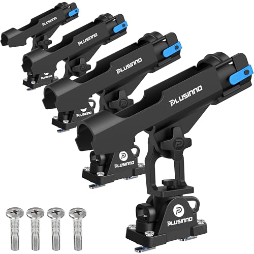 PLUSINNO 2 in 1 Fishing Rod Holders for Boat, Kayak Fishing Rod Holder, Fishing Pole Holders for Track Mount / Deck Mount, Fishing Gear with Fishing Rod Protective Strap, Fishing Accessories & Gifts
