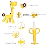 Haili XMGQ Baby Teething Toys, Silicone Baby Teether Freezer BPA Free, Soothe Babies Teething Relief Sore Gums, Banana Finger Toothbrush, Fruit Shape Giraffe Teether Set for Infant Boys and Girls