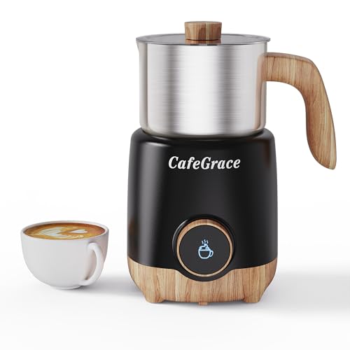 CafeGrace 8-IN-1 Milk Frother and Steamer, 21oz/600ml Split Stainless Steel Automatic Hot and Cold Foam Maker and Milk Steamer for Latte, Cappuccino, Macchiato, Hot Chocolate, Hot Milk