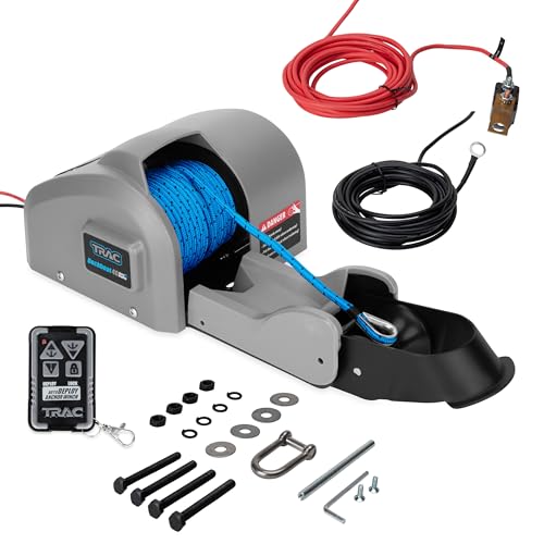 Trac Outdoors Deckboat 40 AutoDeploy-G3 Electric Anchor Winch - Anchors Up to 40 lb. - Includes 100-feet of Pre-Wound Anchor Rope with Use (69005), Gray