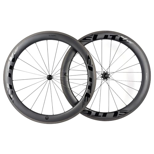 ELITEWHEELS 60mm Carbon Wheel Sets Road Bike 700C Wheelset Tubeless Ready Road Cycling Wheels 28mm Tubeless Compatible Clincher