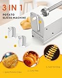 CGOLDENWALL 3 in 1 Manual Tornado Potato Slicer Spiral Potato Cutter Twisted Potato Slicer Spiral Twister Cutter Thicker Stainless Steel Vegetables Cutting Machine