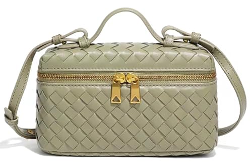 Trendy Woven Crossbody Purse Square Box Bags Women Shoulder Bag Cute Satchels Mini PU Leather Top-Handle Tote Handbag