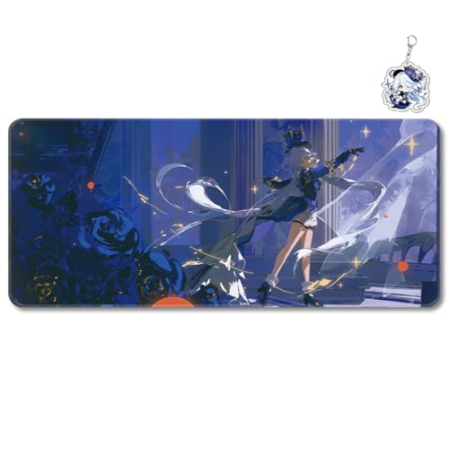 Genshin Impact Mouse Pad Large Gaming Desk Mat Kawaii Non-Slip Rubber Base Anime Mousepad Furina Arlecchino (21,31.5 x 11.8)