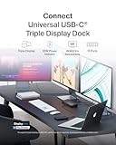 Belkin Triple Display DisplayLink Docking Station Hub with 3 HDMI Ports, 2 DisplayPorts for Triple 4K Display with 85W Power Delivery, Gigabit Ethernet, 3.5mm Mic/Speaker, 1 USB-C and 5 USB-A Ports