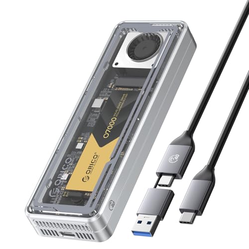 ORICO 40Gbps M.2 NVMe SSD Enclosure with Cooling Fan, Tool-Free Installation Aluminum Crystal NVMe Case, Support 2280 M2 Solid State Drive, Compatible with Thunderbolt 3/4 USB4/3.2/3.1/3.0