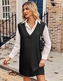 Zeagoo Women's Oversized Sweater Vest Dress V Neck Knit Pullover Sweater Vest Sleeveless Sweater Loose Casual Vest Dress Black