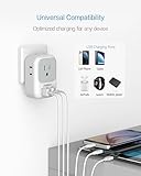 TESSAN European Travel Plug Adapter 2 Pack, US to Europe Power Adapter with 4 AC Outlets and 3 USB, Euro Charger Adaptor Type C for USA to EU Spain France Iceland Italy Germany Greece