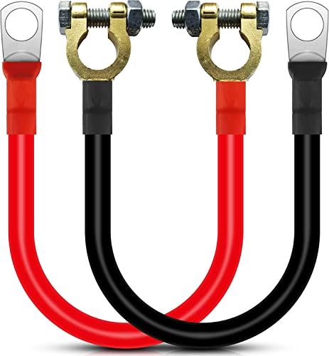 Gebildet 30cm Battery Inverter Cable with Battery Terminals Connectors 12V-24V 25mm² 3AWG (Max 125A) Battery Cable, Auto Battery Leads Red and Black for Truck, Motorcycle, Solar, RV, Marine