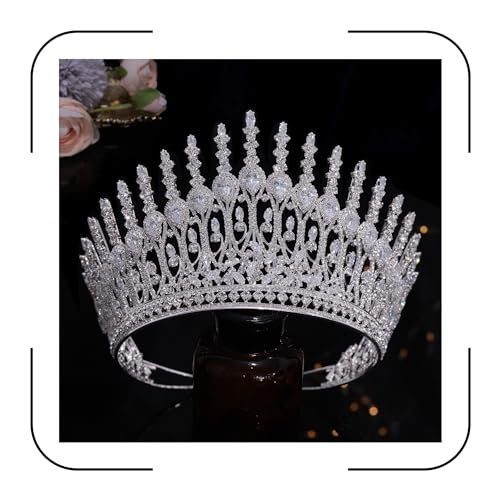 Aoligrace Luxury Wedding Crowns for Women 5A Cubic Zirconia Tall Princess Tiara Crystal Gifts for Women Bridal Birthday Prom