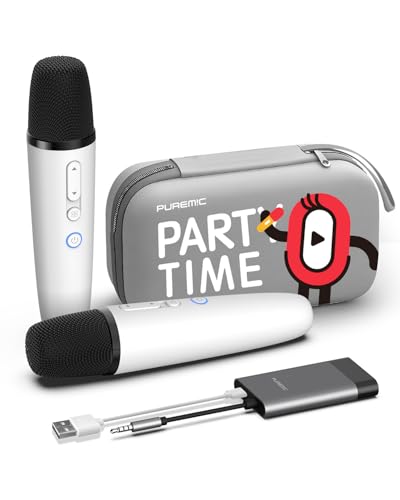 Tesla Karaoke Microphone for Tesla with Portable Case, Car Karaoke Microphone with USB A Receiver for Tesla Model Y/3/S/X, Wireless Singing Mic with 3.5mm Jack for Cars, Speakers (2 Mics+1 Case)